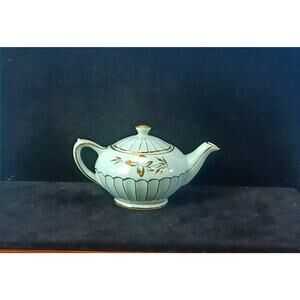 Vintage Sadler Teapot Aqua Blue Golden Trim England 1960's Preppy Fun Retro
